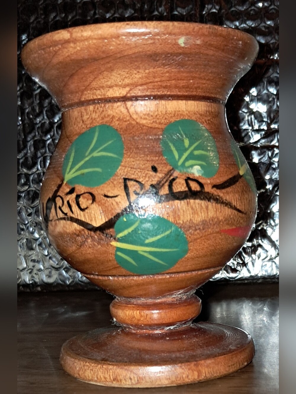 WOOD VASE Hand Painted, PUERTO RICO - Picture 4 of 8